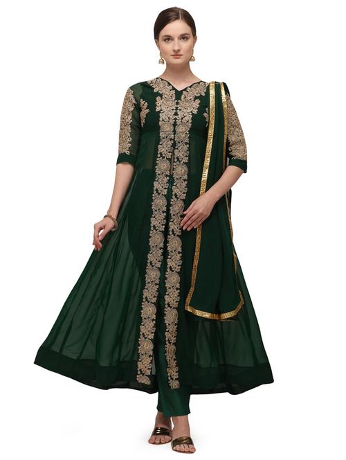 embroidered semi-stitched suit - 17579517 - Very Small Image - 1