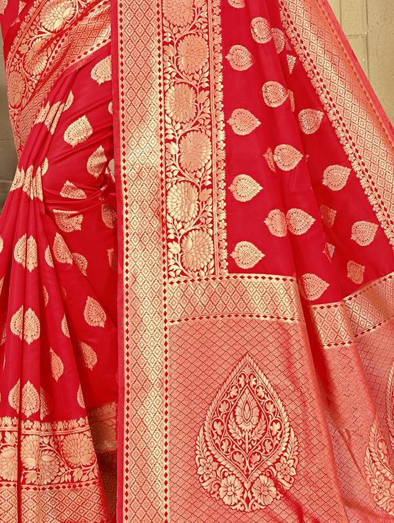 jacquard work bordered saree with blouse - 17579679 - Zoom Image - 2