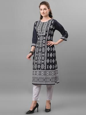 printed straight kurta - 17579837 - Standard Image - 2