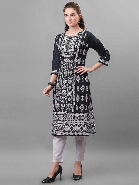 printed straight kurta - 17579837 - Zoom Image - 2