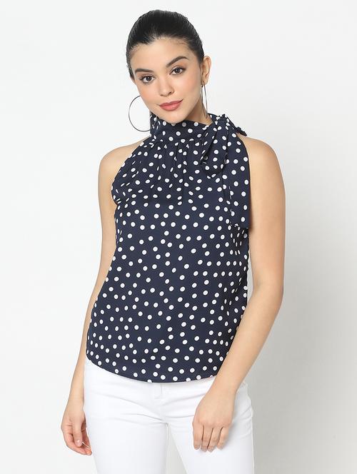 tie up neck polka dot top - 17579967 - Standard Image - 1