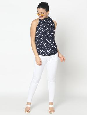 tie up neck polka dot top - 17579967 - Standard Image - 5
