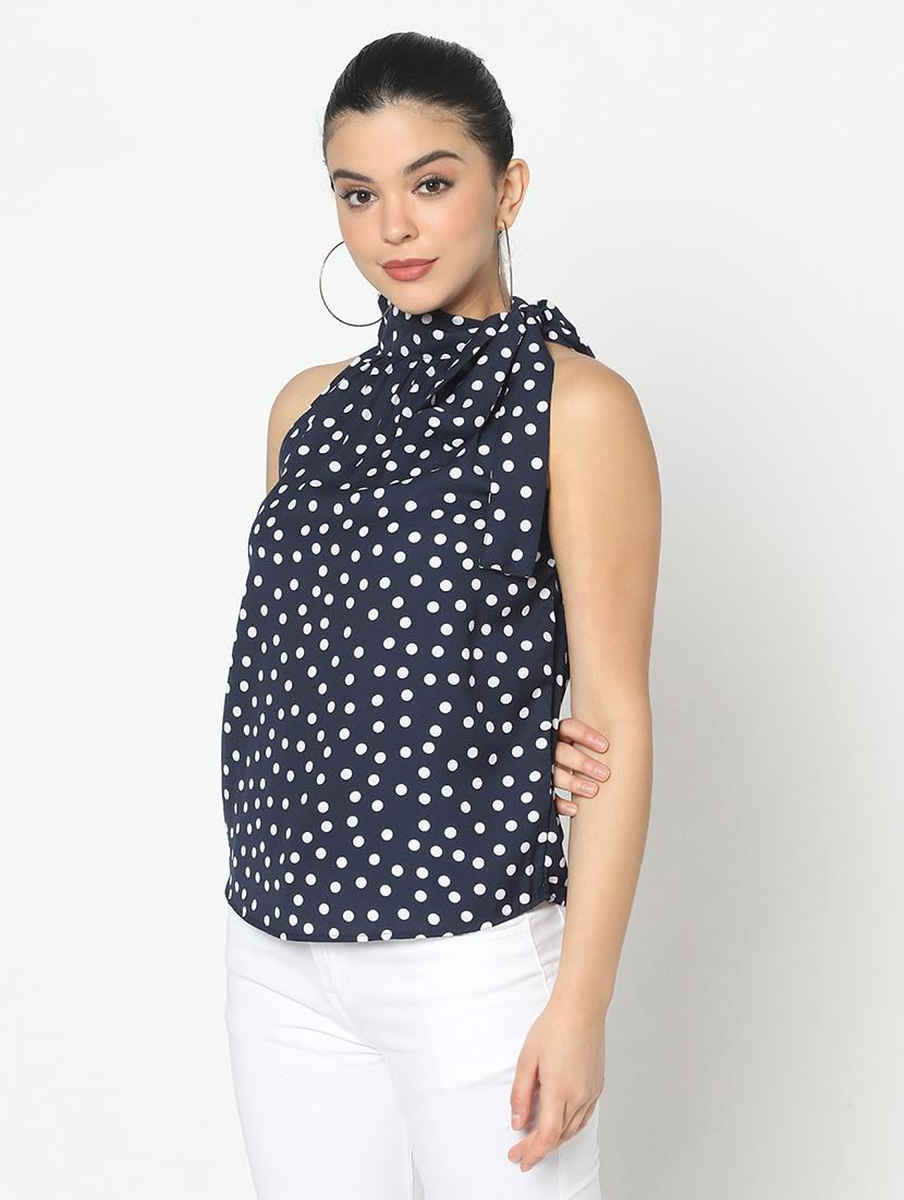 tie up neck polka dot top - 17579967 - Zoom Image - 3