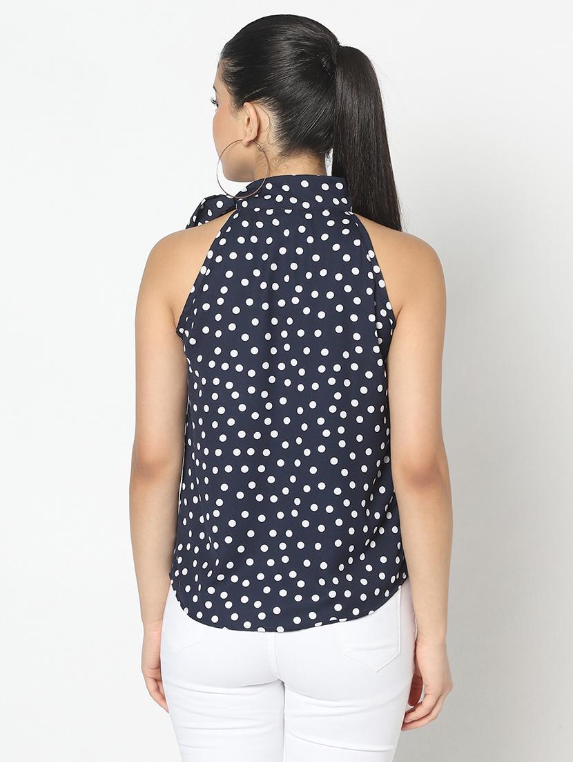 tie up neck polka dot top - 17579967 - Zoom Image - 4