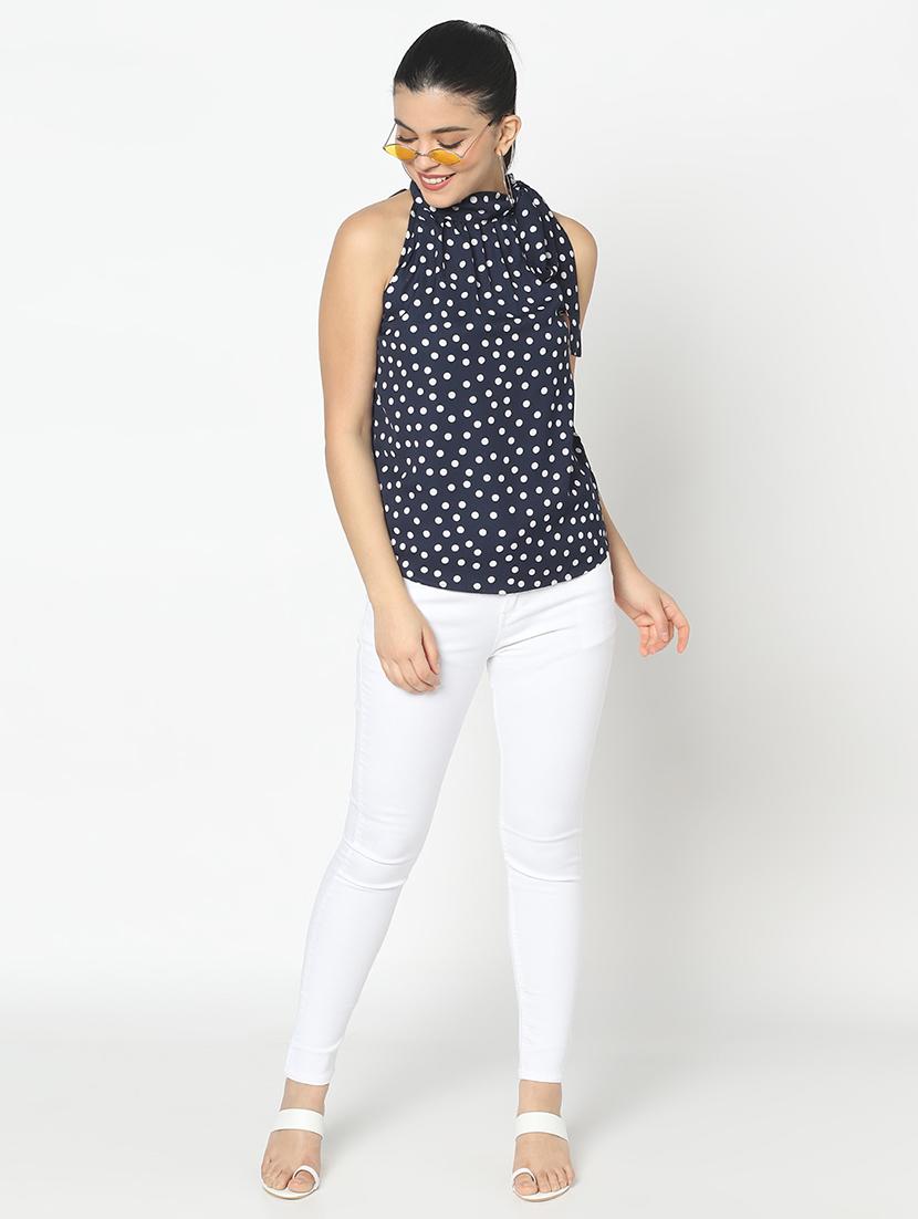 tie up neck polka dot top - 17579967 - Zoom Image - 5