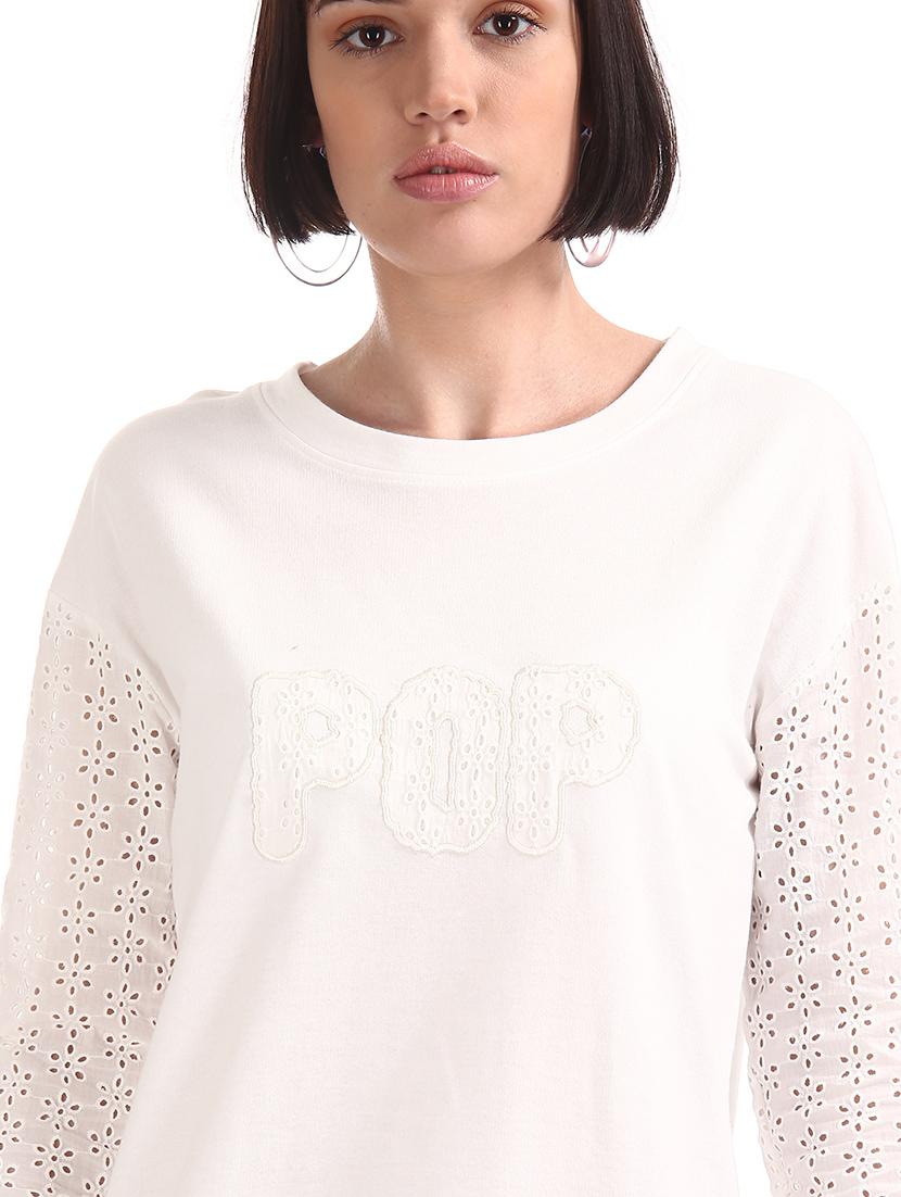 white polyester regular top - 17580216 - Zoom Image - 3