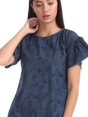 bell sleeved printed shift dress - 17580387 - Standard Image - 5