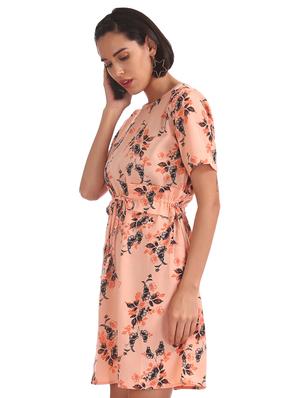 tie front floral a-line dress - 17580394 - Standard Image - 2