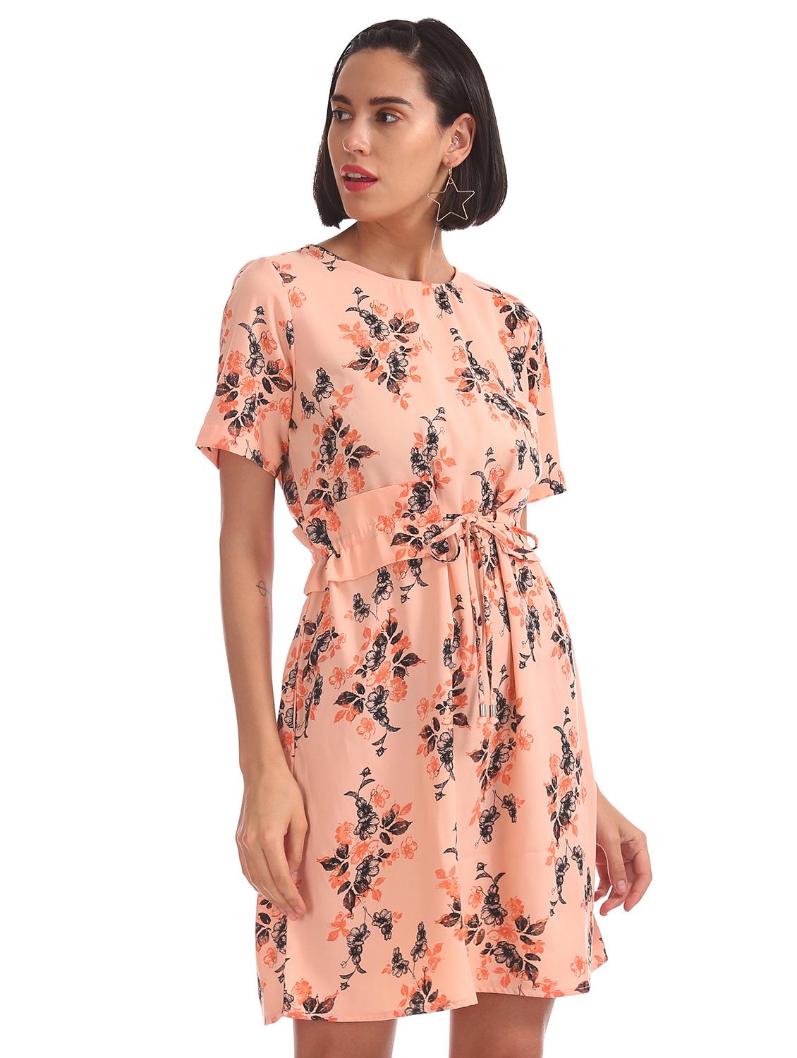 tie front floral a-line dress - 17580394 - Zoom Image - 1