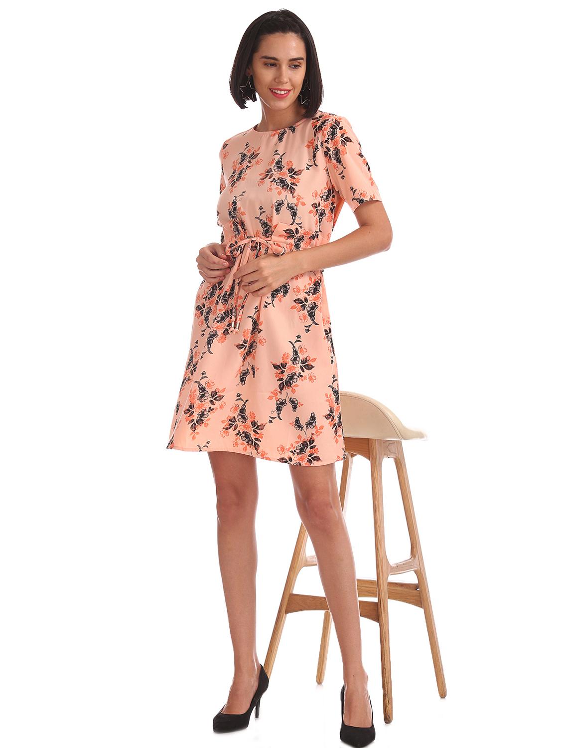 tie front floral a-line dress - 17580394 - Zoom Image - 4