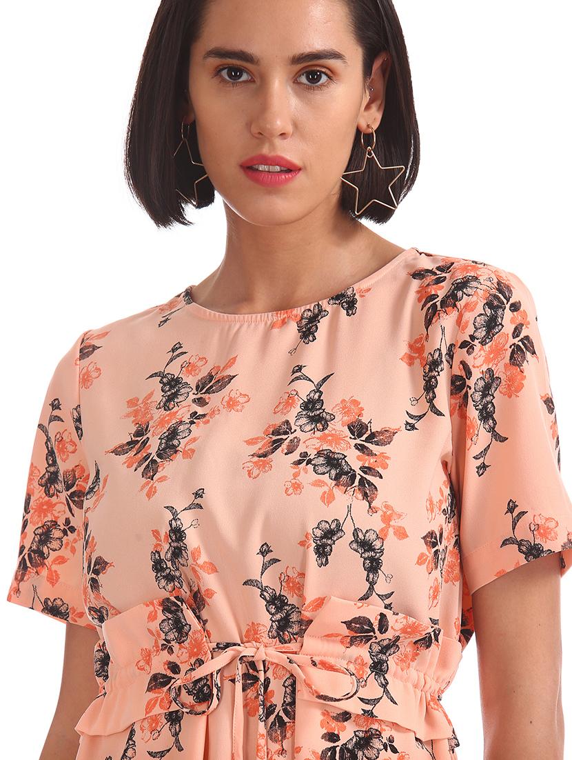 tie front floral a-line dress - 17580394 - Zoom Image - 5