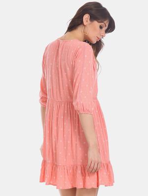 lace detail printed flared dress - 17580526 - Standard Image - 3