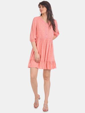lace detail printed flared dress - 17580526 - Standard Image - 4