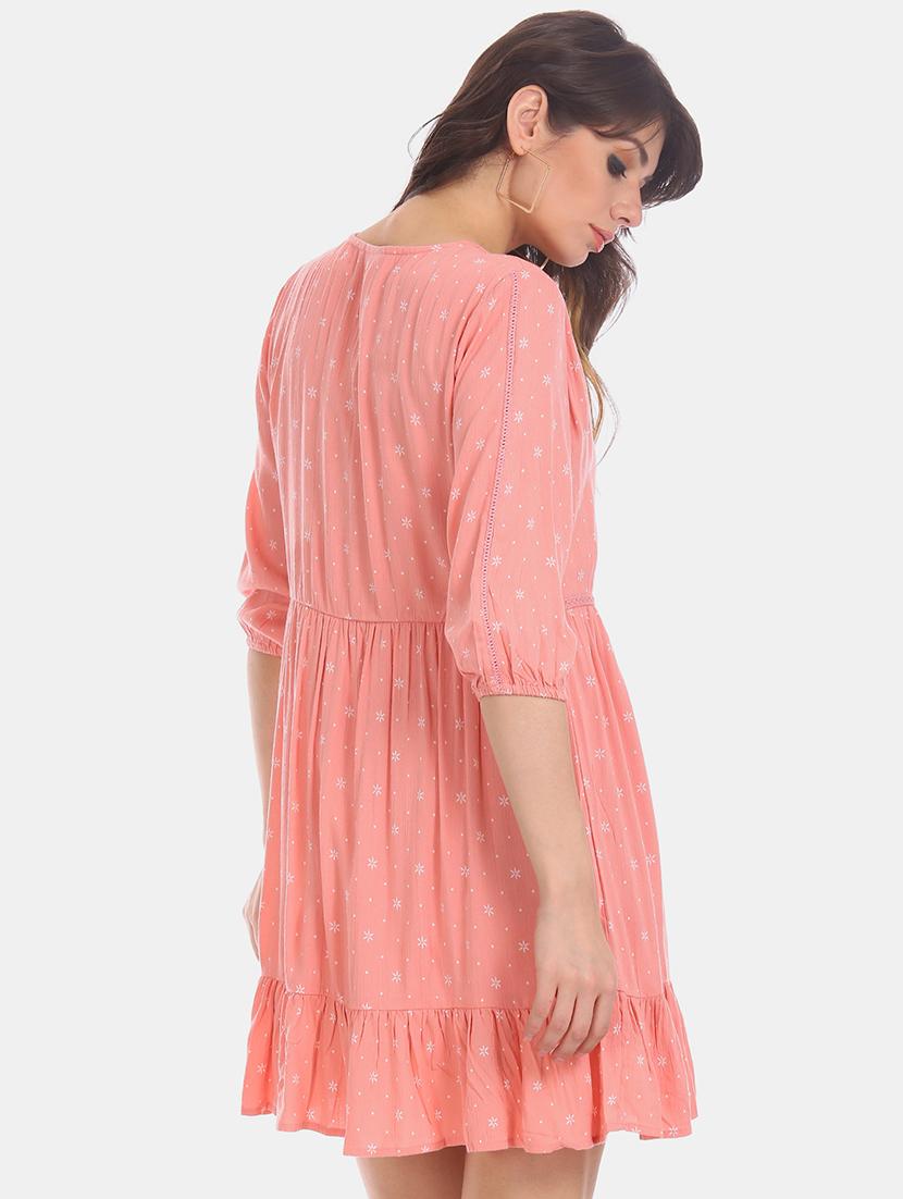 lace detail printed flared dress - 17580526 - Zoom Image - 3
