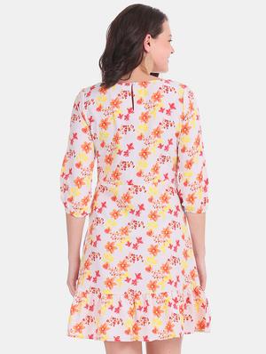 round neck floral a-line dress - 17580531 - Standard Image - 3