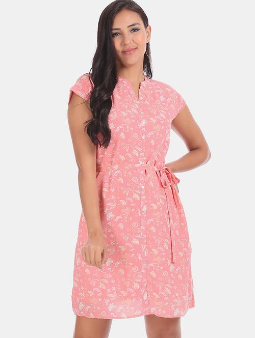 tie front floral a-line dress - 17580532 - Standard Image - 1