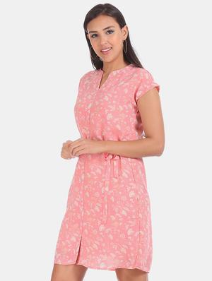 tie front floral a-line dress - 17580532 - Standard Image - 2