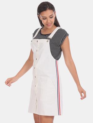 side taped solid dungaree dress - 17580538 - Standard Image - 2