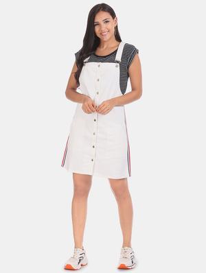 side taped solid dungaree dress - 17580538 - Standard Image - 4