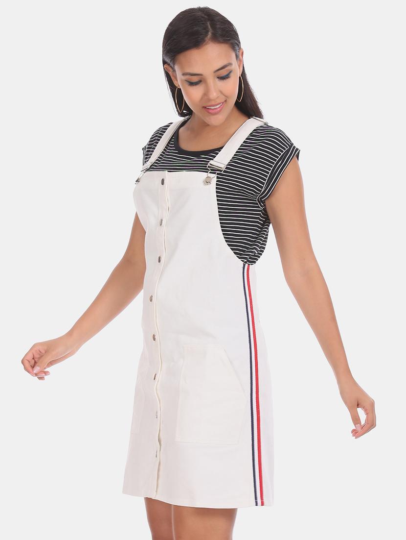 side taped solid dungaree dress - 17580538 - Zoom Image - 2
