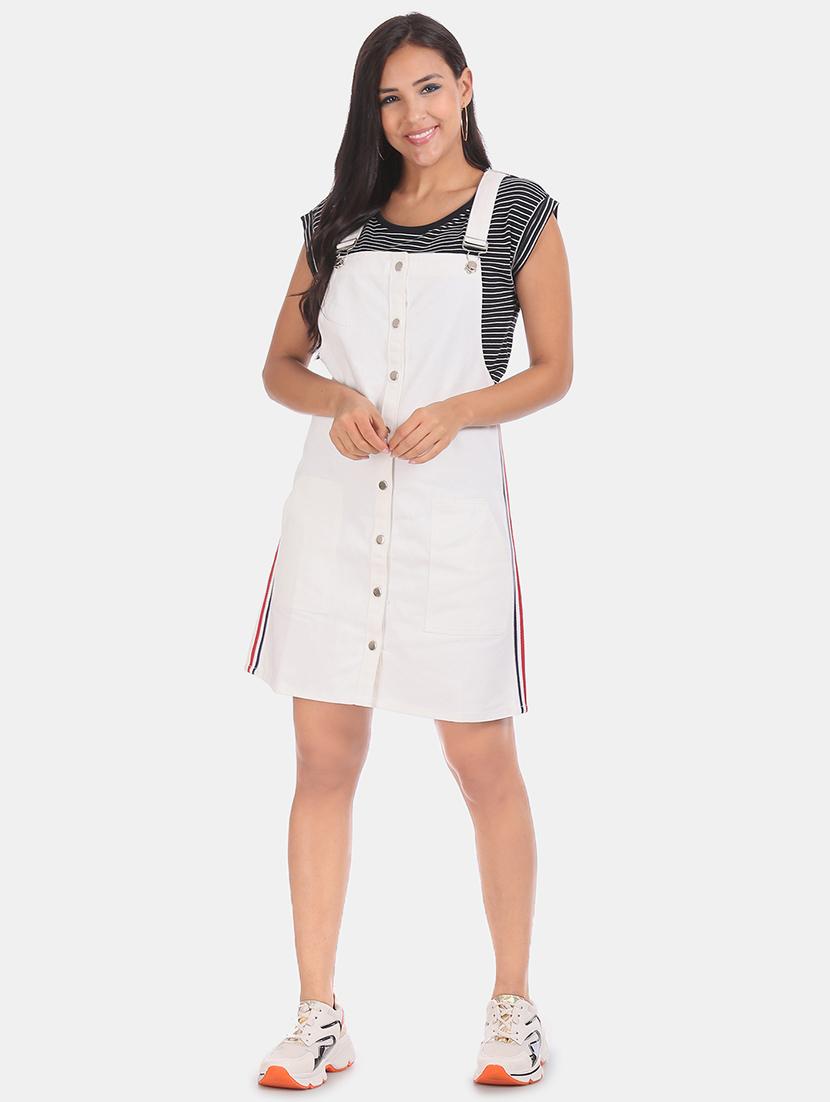 side taped solid dungaree dress - 17580538 - Zoom Image - 4