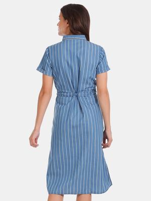 tie front striped shirt dress - 17580539 - Standard Image - 3