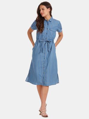 tie front striped shirt dress - 17580539 - Standard Image - 4