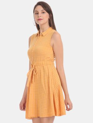 yellow polyester aline dress - 17580545 - Standard Image - 2
