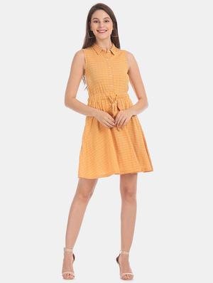 yellow polyester aline dress - 17580545 - Standard Image - 4