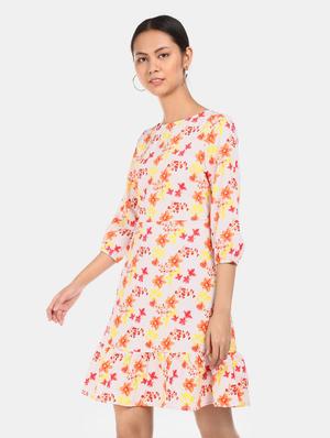 boat neck floral a-line dress - 17580559 - Standard Image - 2