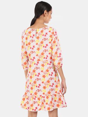 boat neck floral a-line dress - 17580559 - Standard Image - 3