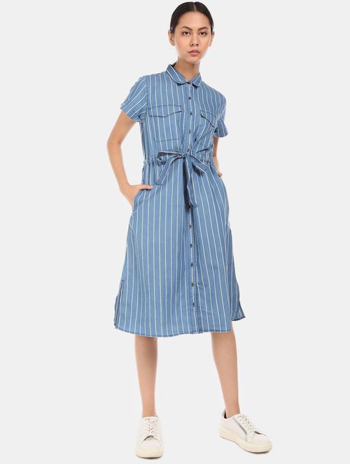 drawstring striped a-line dress - 17580560 - Standard Image - 1
