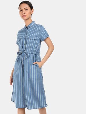 drawstring striped a-line dress - 17580560 - Standard Image - 2