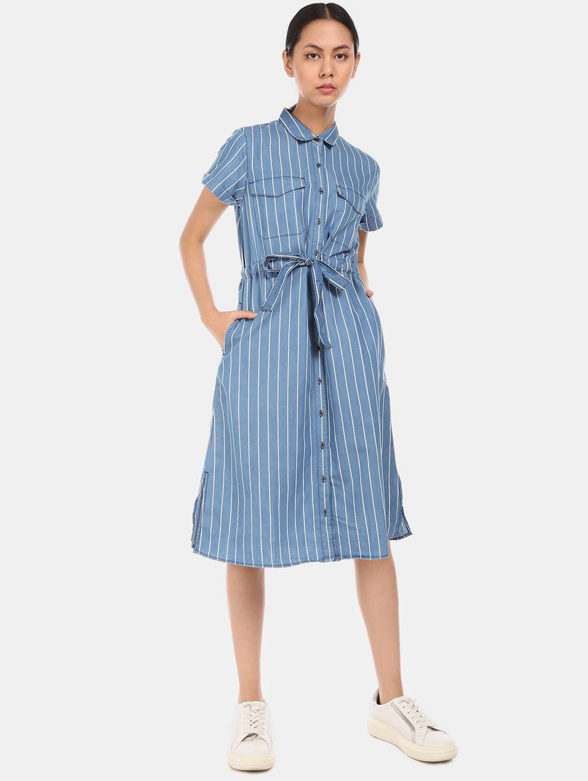 drawstring striped a-line dress - 17580560 - Zoom Image - 1