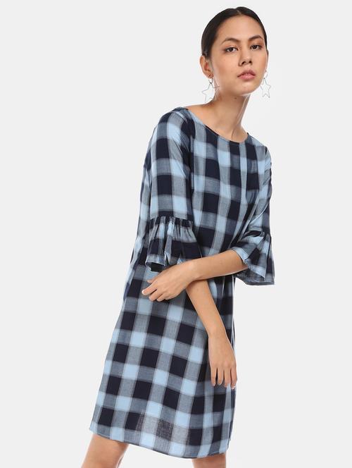 boat neck checkered dress - 17580565 - Standard Image - 1
