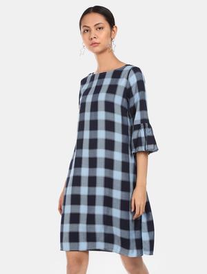 boat neck checkered dress - 17580565 - Standard Image - 2