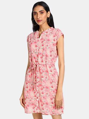 tie front floral a-line dress - 17580580 - Standard Image - 2