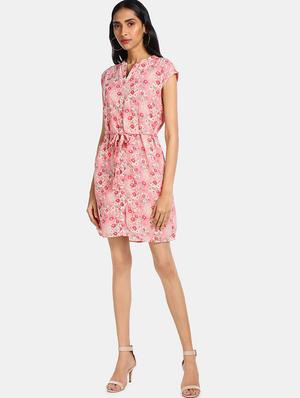 tie front floral a-line dress - 17580580 - Standard Image - 4