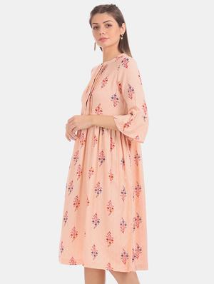 bell sleeved printed a-line dress - 17580587 - Standard Image - 2