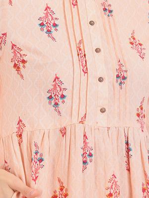 bell sleeved printed a-line dress - 17580587 - Standard Image - 5