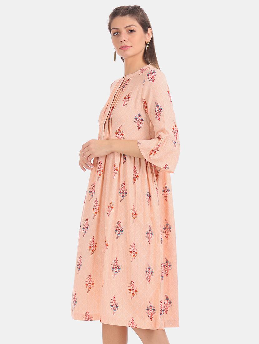 bell sleeved printed a-line dress - 17580587 - Zoom Image - 2