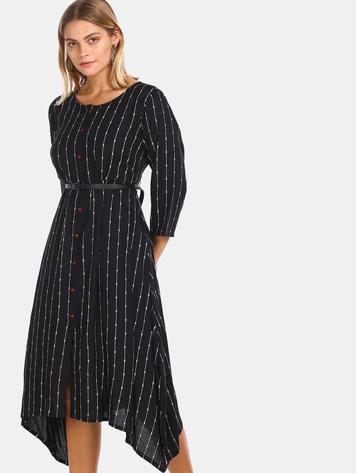 striped asymmetric a-line dress - 17580604 - Standard Image - 1