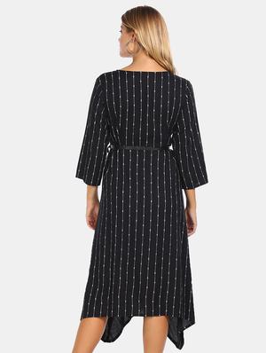 striped asymmetric a-line dress - 17580604 - Standard Image - 3