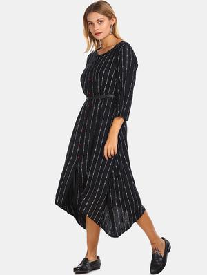 striped asymmetric a-line dress - 17580604 - Standard Image - 4