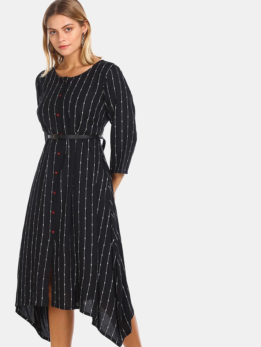 striped asymmetric a-line dress - 17580604 - Zoom Image - 1