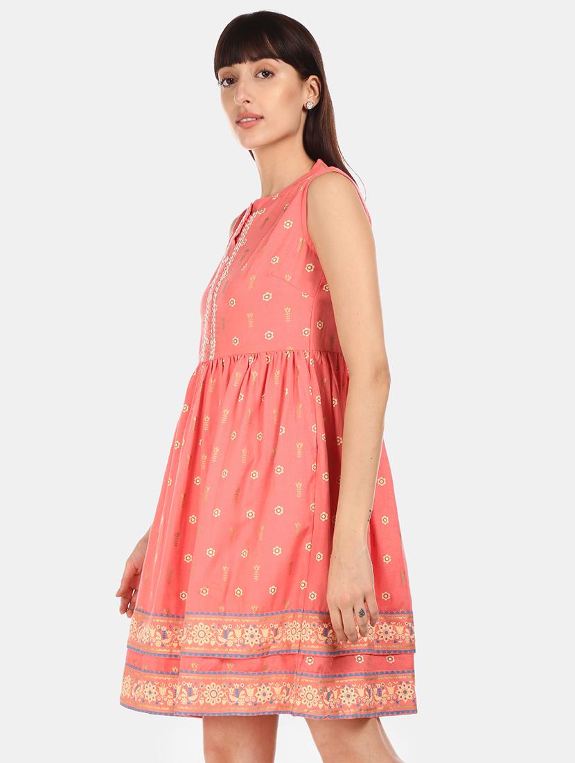 mandarin neck a-line dress - 17580612 - Zoom Image - 2