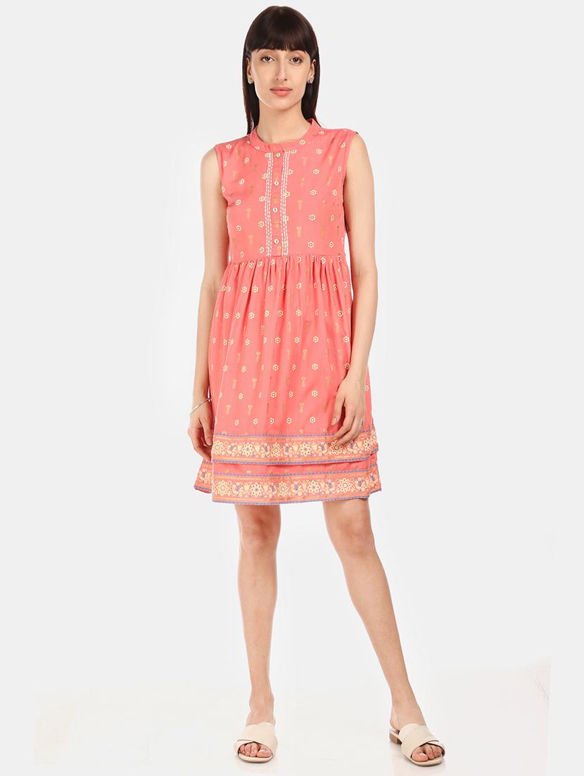 mandarin neck a-line dress - 17580612 - Zoom Image - 4