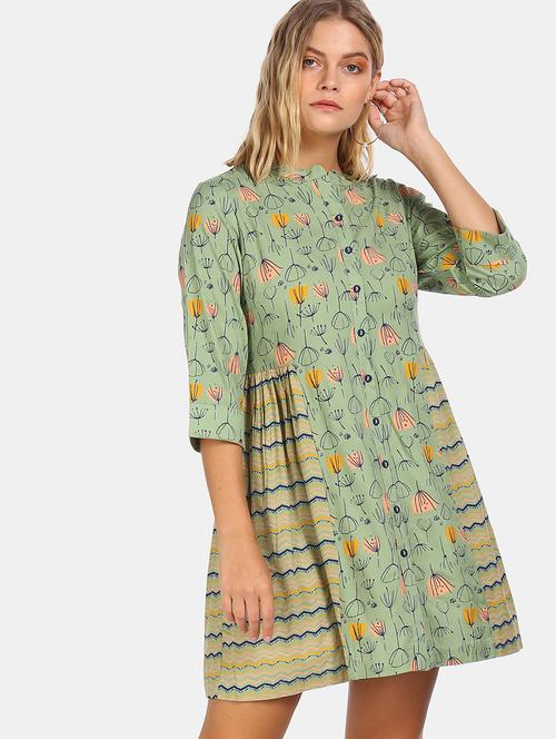 mandarin neck floral a-line dress - 17580616 - Standard Image - 1
