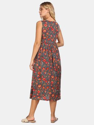 round neck floral a-line dress - 17580621 - Standard Image - 3