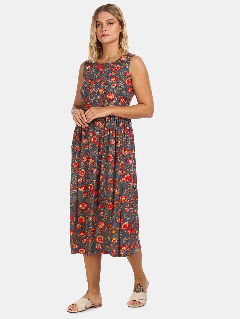 round neck floral a-line dress - 17580621 - Zoom Image - 2